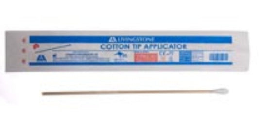 Cotton tip applicator, wood, sterile, 15 cm length, individually wrapped-pkt/1000