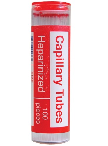 Haematocrit Tube Heparinised, European Glass, 75mm length-pkt/100