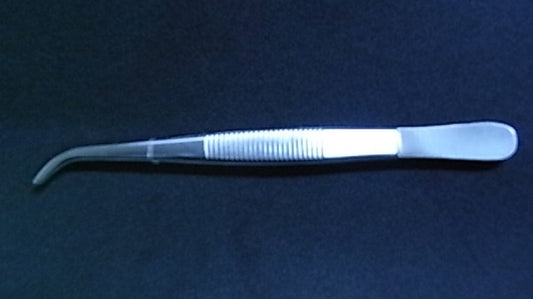 Forceps, thumb, curved,130mm, medium point
