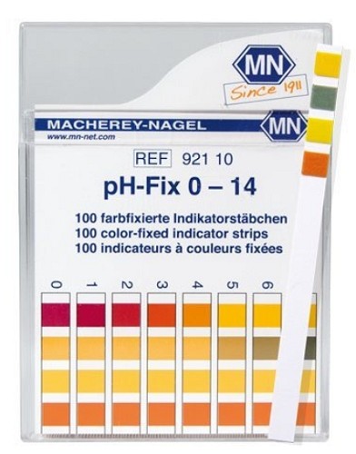 PH High Quality test strips, non-bleeding- Machery-Nagel Brand, pH-Fix 1 - 14, 1 pH increments, pkt 100