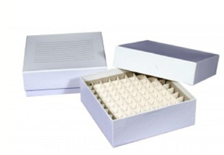 Cardboard Cryo boxes 2 Inch high with a 100 cell grid-pkt/5