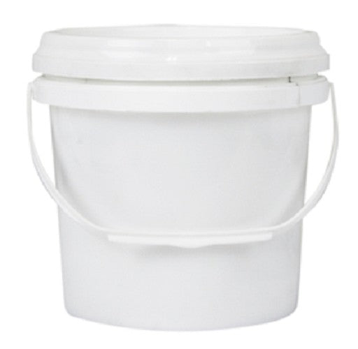 Bucket, 2L, white plastic with plastic handle and lid