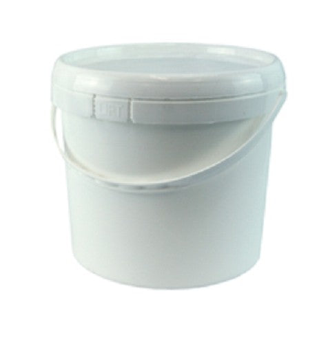 Bucket, 5L, white plastic with plastic handle and lid