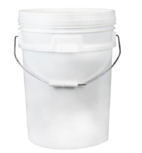 Bucket, 20L, white plastic with metal/plastic handle and lid