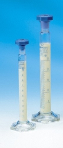 Technos Measuring-Mixing cylinder with plastic stopper, 250ml  350x40mm od  5ml GRADS, each