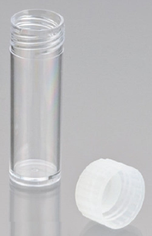 5mL-Technoplas-Polycarbonate flat bottom tube, seperate natural PP screw cap, 50mmHx16mmW, autoclavable, ctn/2,000