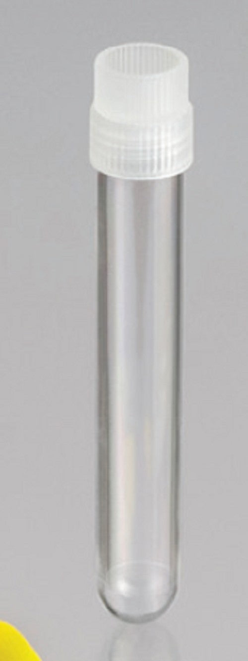 5mL-Technoplas-Polycarbonate round bottom blood sample tube, seperate natural PP screw cap, 75mmHx12mmW, autoclavable, ctn/3,000