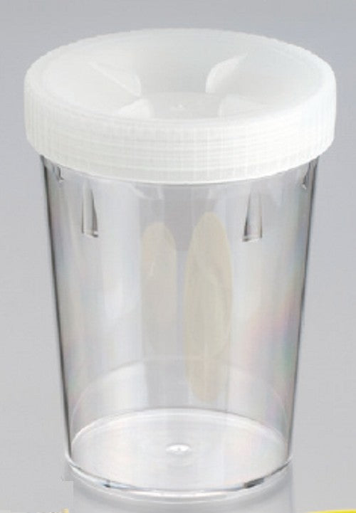 500mL-Technoplas-Polycarbonate flat bottom container, natural PP screw cap unattached, 125mmHx90mmW, autoclavable, ctn/126