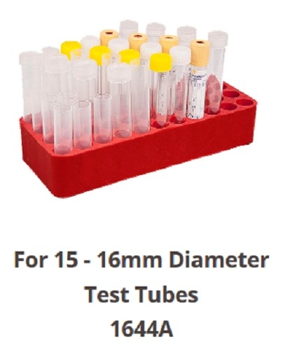 Tetra RED test tube rack 16mm x 44 holes-ctn/24