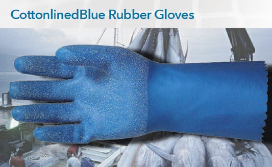 Bastion Cotton lined Blue Rubber Gloves
