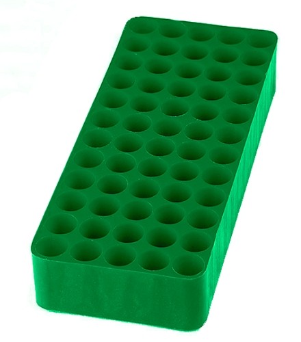 Tetra GREEN test tube racks, Dim:185x78 x31mm, suit 13-14mm tube diameter, 60 holes, solid bottom, no drain holes, ctn/24