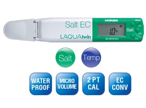 Horriba SALT-11** Pocket Salt (EC sensor) meter, 0 to 100.0 ppt, 0% to 10.00%, 2-pt calibration
