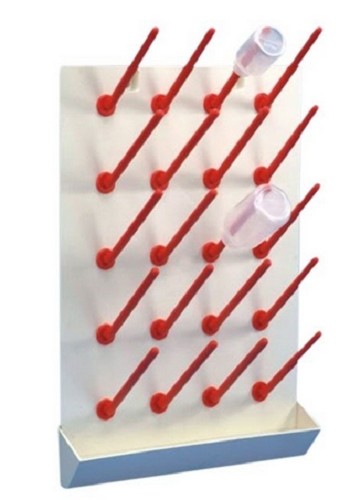 Technos Wall Mouned Plastic Glassware Draining Rack, with drip tray and tube drain hole, 20 Pegs