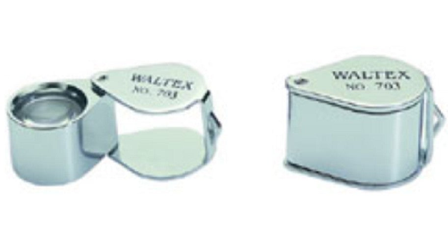 Technos Magnifier, Pocket, Folding, 20mm d Lens, Magnification, 10x (High Quality: Waltex Brand supplied with leather pouch)