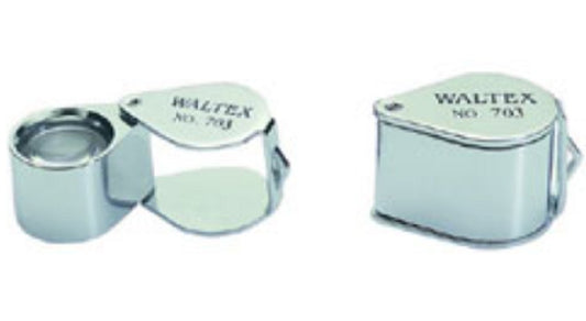 Technos Magnifier, Pocket, Folding, 20mm d Lens, Magnification, 10x (High Quality: Waltex Brand supplied with leather pouch)