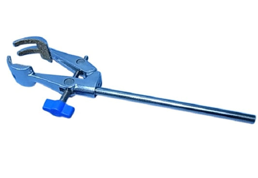 Technos Retort Clamp, Diecast Alloy, 4 prong, cork lined, nickel plated steel rod, each