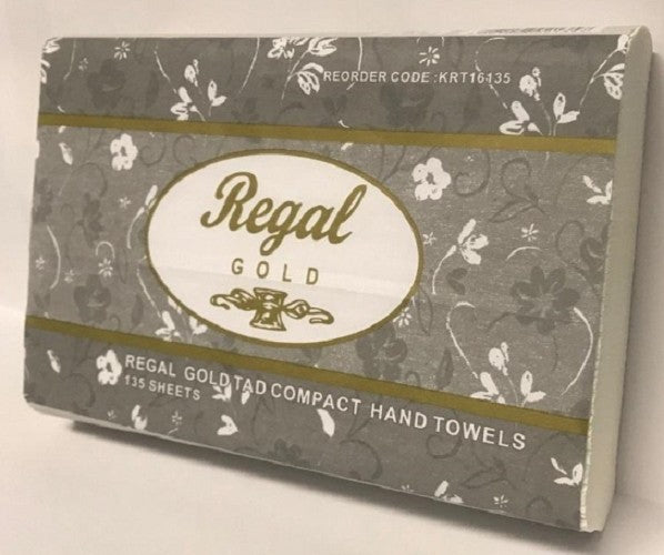 Regal Gold Superior Pre-cut luxury hand towel, 25L x 19Wcm, 136 sheets/pkt/16/ctn