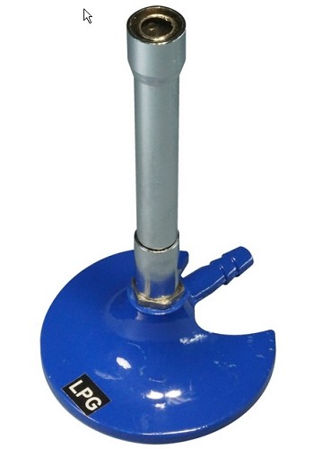 Technos Bunsen burner with air regulator for use with LPG gas, 140mmH x 3mmD inlet tube, nickel plated tube, each