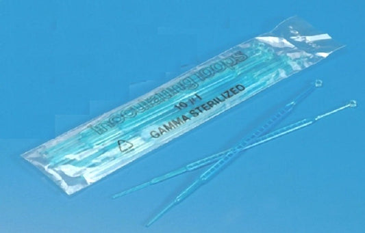 Kartell Bacterial inoculation loop, polystyrene, blue, 10 μl loop at one end needle at the other, sterile, pkt/20