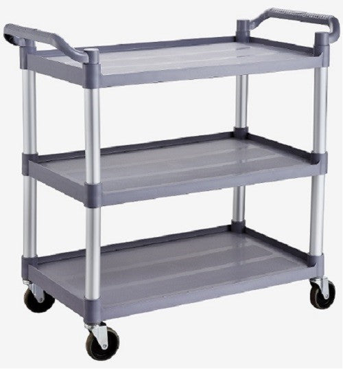 Technos Laboratory Trolly, 3 Plastic Shelves with Aluminium Frame with cators and brakes