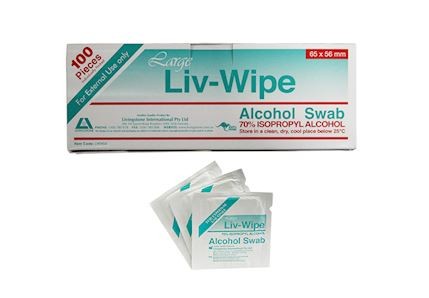 Antibacterial Swabs-Medicated-Regular (65mm x 56mm), 70% Isopropyl Alcohol, individually wrapped-100/box